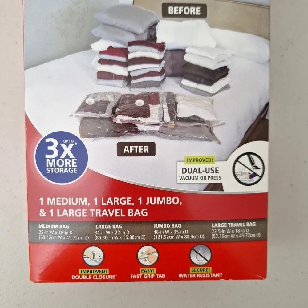Hefty Shrink-Pak Bags Combo Set Vacuum Storage Bags Waterproof Reusable NEW